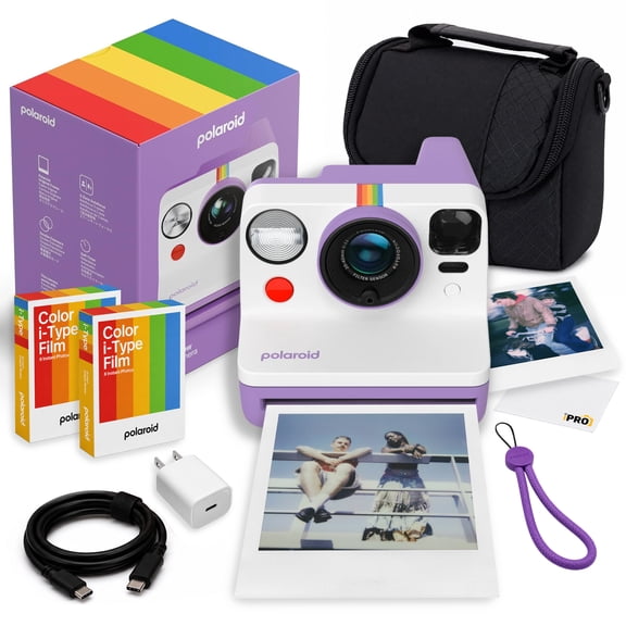 Polaroid Now Generation 3 i-Type Instant Camera Purple | Two-Lens Autofocus, Double Exposure, Self-Timer, USB-C Charging | 16 Film Exposures, Camera Bag, USB-C Adapter, Cable, Cleaning Cloth