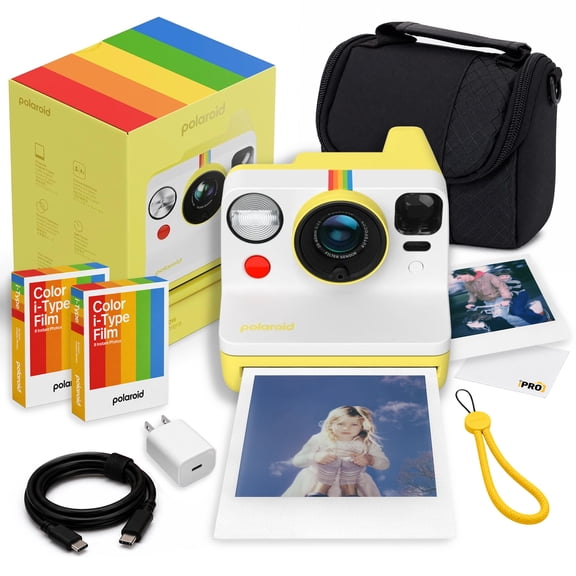Polaroid Now Generation 3 i-Type Instant Camera Yellow | Two-Lens Autofocus, Double Exposure, Self-Timer, USB-C Charging | 16 i-Type Film Exposures, Camera Bag, USB-C Cable & Adapter