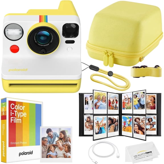 Polaroid Now Instant Camera Bundle - Film, Case, Album & Quality Photo Cloth - Yellow