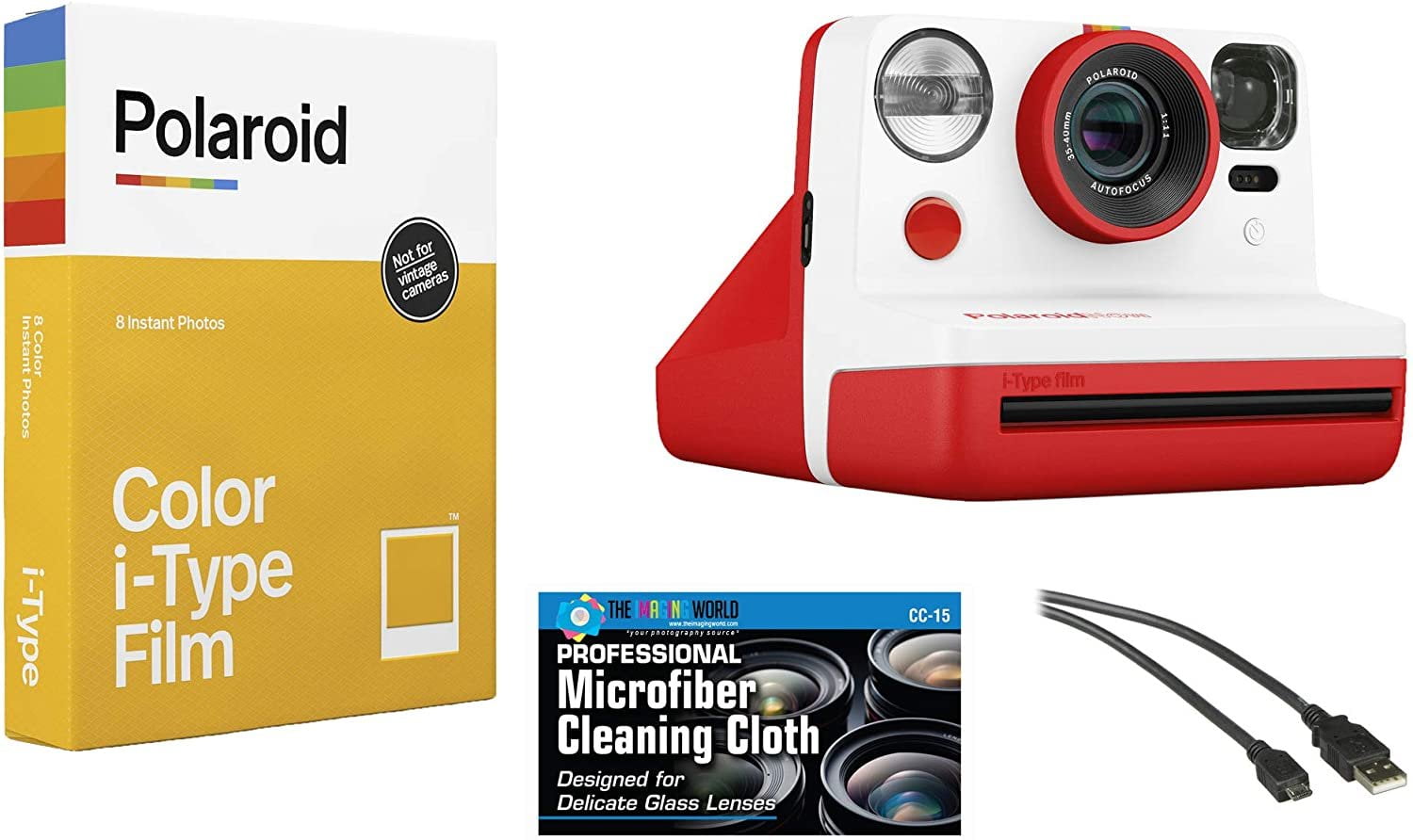 Polaroid Now i-Type Instant Film Camera Red - Keith Haring Edition +  Polaroid Color Film Bundle 
