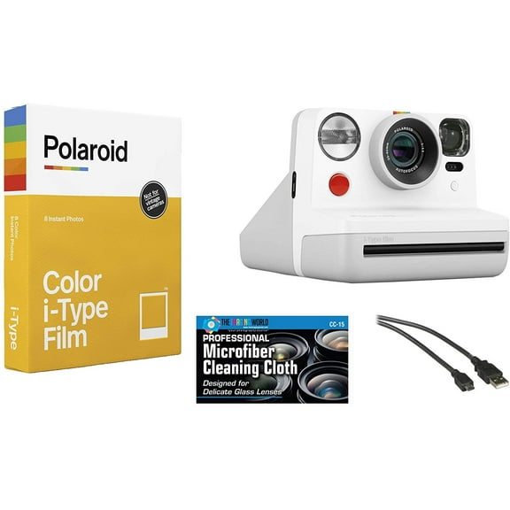 Polaroid Now i-Type Instant Film Camera White + Polaroid Color Film Bundle
