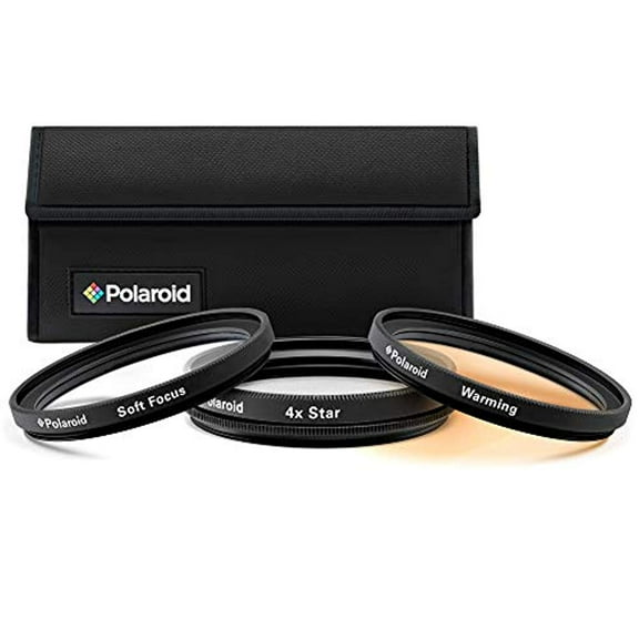 Polaroid Optics 77mm 3-Piece Special Effect Filter Kit Includes Soft Focus, 4 point Star Effect, Warming W/Nylon Carry Case  Compatible w/All Popular Camera Lens Models