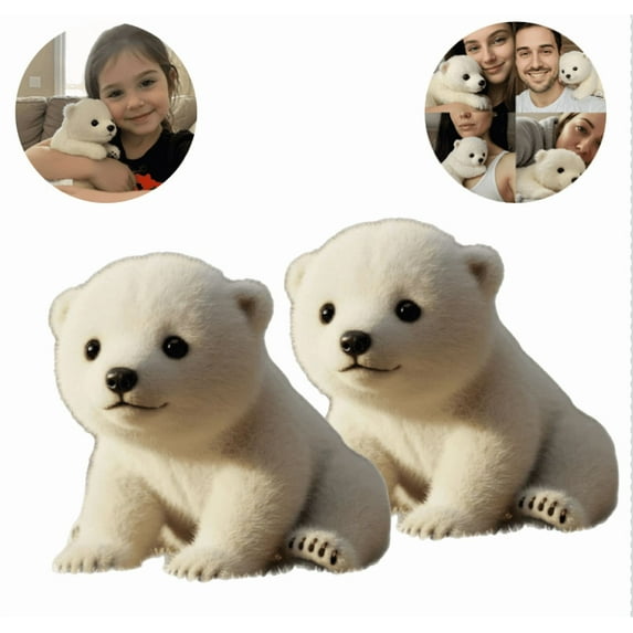 Polarri Ai Plush for Emotional Support, Mimics Natural Movements for Realistic Comfort, Cuddly Stuffed Mimics Matural Movements Like a Real Polar Bear - 2Pcs(The Polarri)