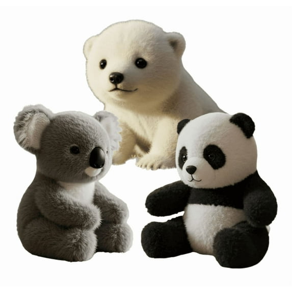 Polarri, Koaly and Pandy The Polar Bear 2.0 Plush Toy - Hugmotion Engine Smart Hugging Tech, Weighted Comfort for Anxiety Relief & Sleep, Ultra-Soft Polar Bear Material - 3Pcs(Koaly,Pandy,Polarri)