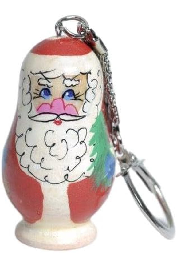 Polish Souvenirs Wooden Santa Claus Key Chain