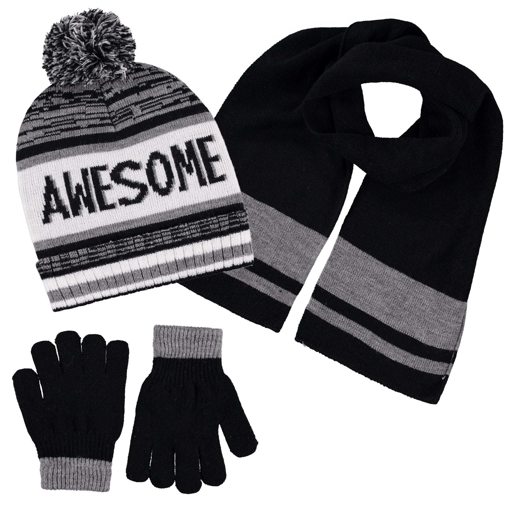 Polarwear Boys Hat,Scarf & Glove SetKids Cold Weather Winter