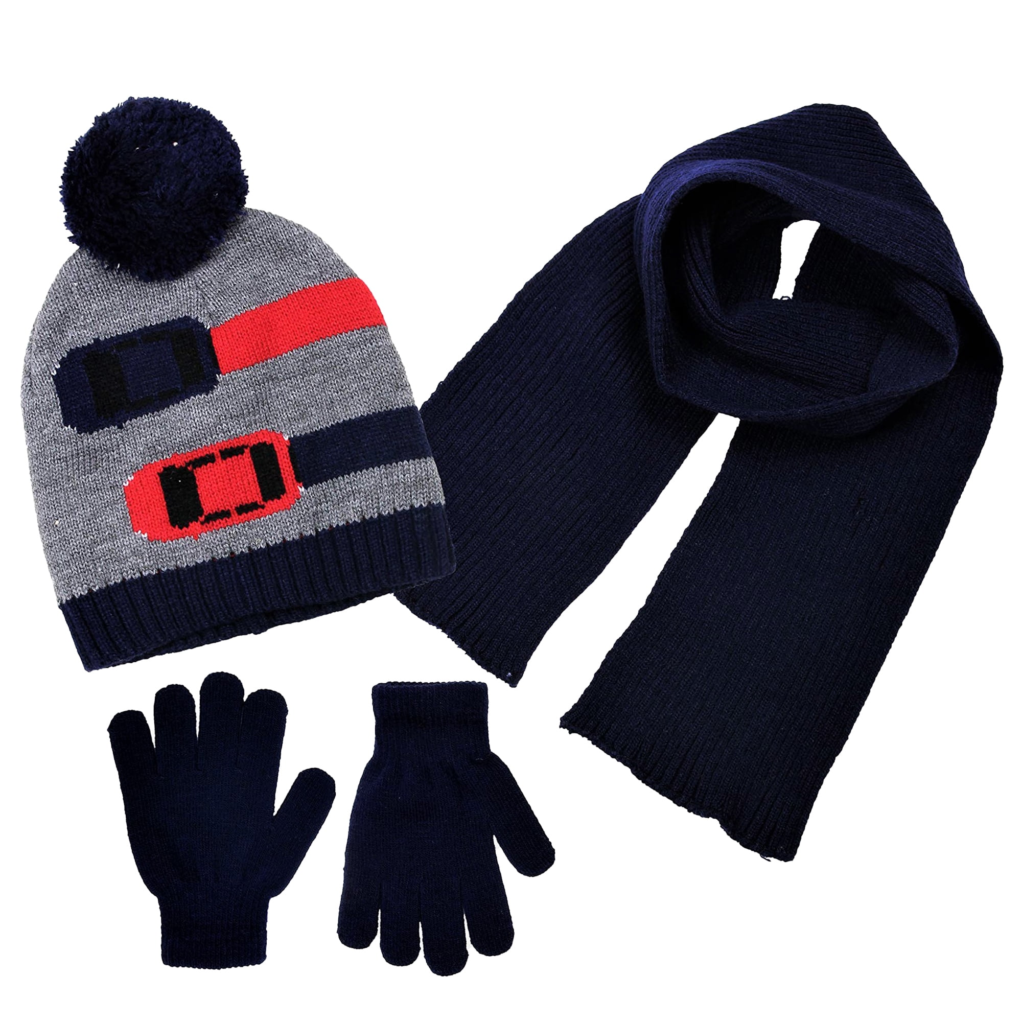 Polarwear Boys Hat,Scarf & Glove SetKids Cold Weather Winter