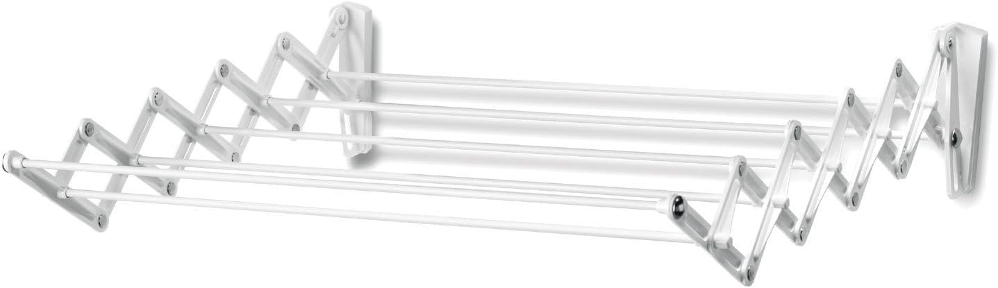Polder Folding Wall Mount 24 Inch Accordion Drying Rack Opens to 18 inches and Folds Closed to 5. 25 inches White Walmart