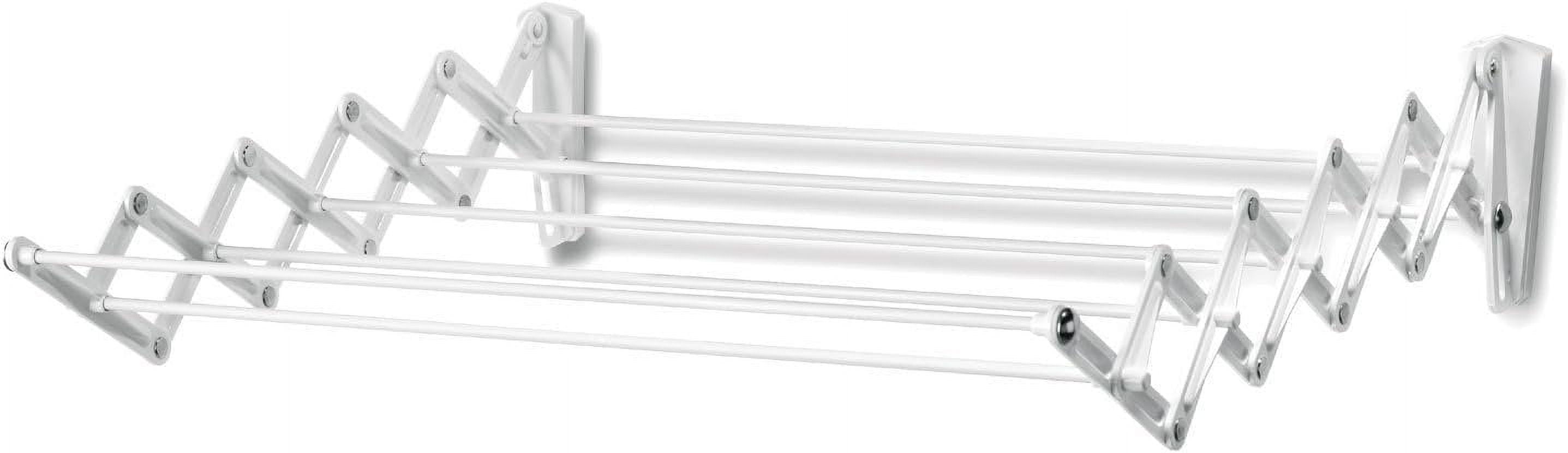 White Wall-Mount Accordion Clothes Drying Rack, 24-Inch
