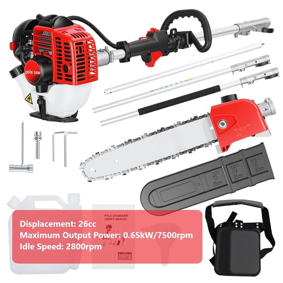 Pole Chainsaw Tree Trimmer|Gas Powered Pole Saw, 26CC Extendable Reach to 9.8FT, 2 Cycle Powerful Gas Pole Saw for Outdoor Tree Trimming