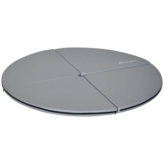 Pole Dance Crash Mat, 2-Inch Thick Folding Safety Mat with Universal Center Hole, 59-Inch Diameter, Lightweight PVC & EPE Foam, Gray