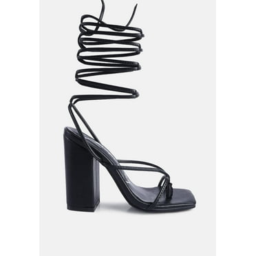 Pole Dance Lace Up Block Heel Sandals