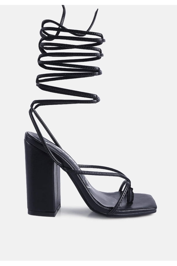 Pole Dance Lace Up Block Heel Sandals