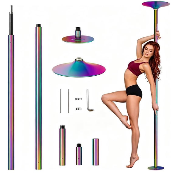 Pole Dance Pole for Home - Professional 45mm Spinning Static Dancing Pole, No Ceiling Damage, Height Adjustable, Portable Removable Fitness Pole for Exercise Club Party Pub