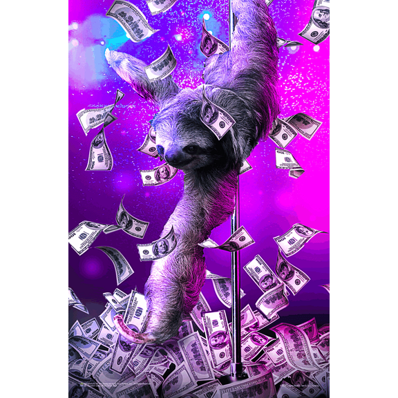 Pole Dance Sloth by James Booker Mini Poster - 11" x 17"