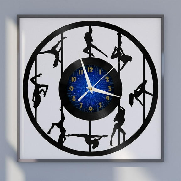 Pole Dancing 12 Inch Vinyl Record Wall Clock - Silent, Creative, and Unique Clock for Living Room, Entryway, or Bedroom Decor - Perfect Gift Idea(12 inchs B without LED)