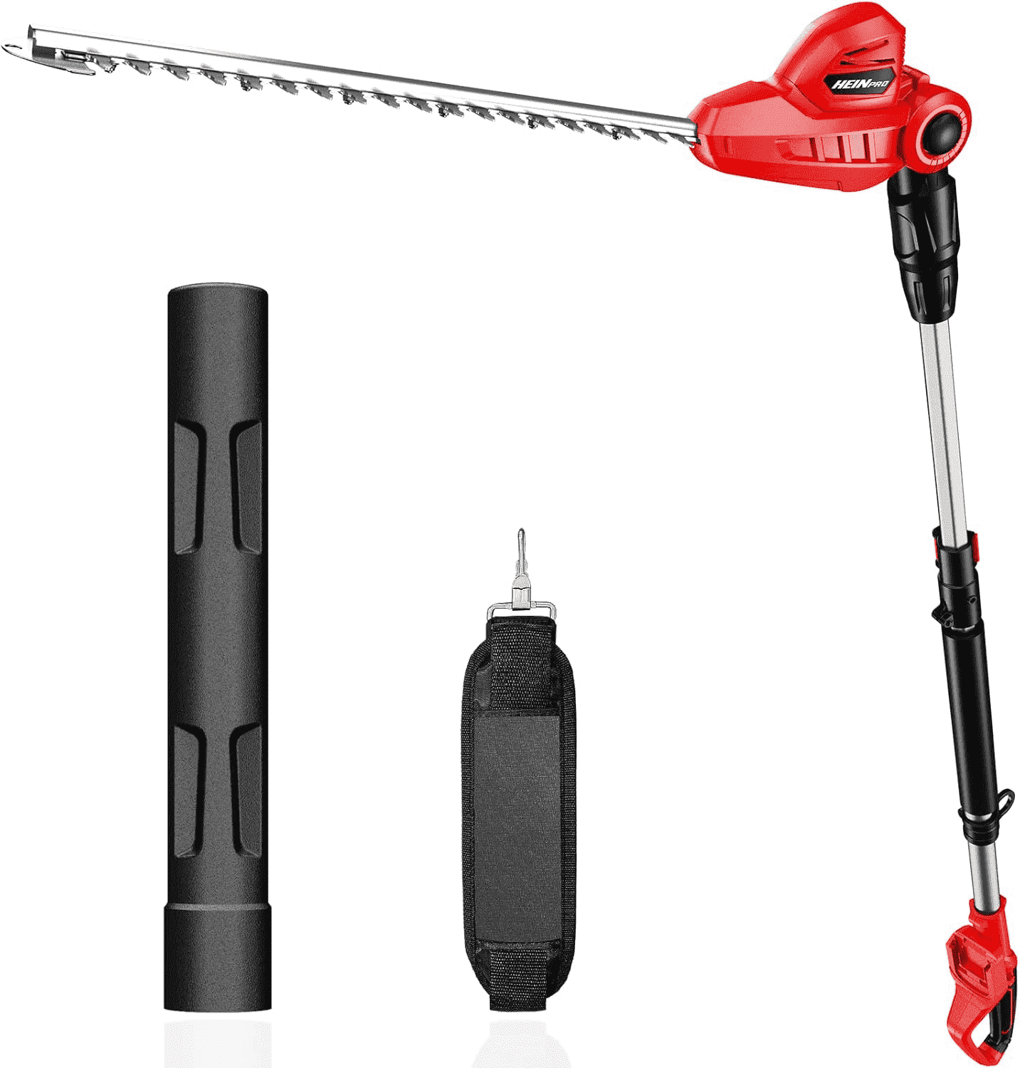Cordless Pole Hedge Trimmer Compatible with Milwaukee M18 Battery 18-in, 14-ft Max Reach, 150° Adjustable Head (Battery Not Included), Shoulder Strap, 18-in Blade for High Hedges & Bushes