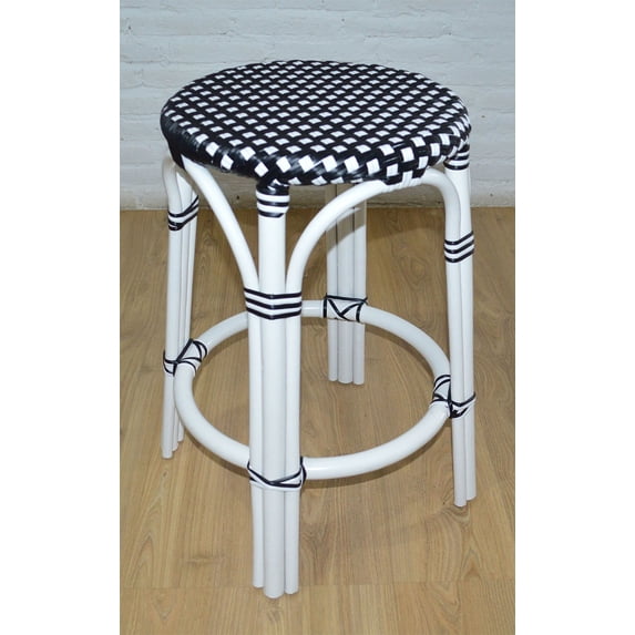 Pole Rattan Cafe Style Counter Stool PRATCS WHTBW