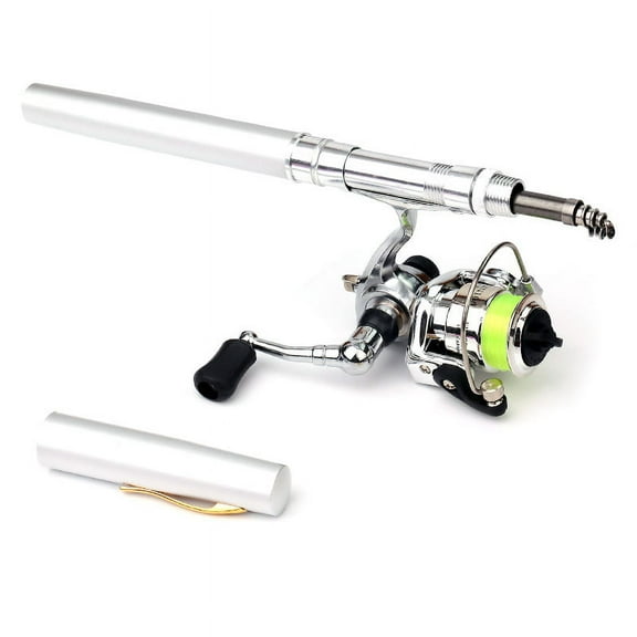 Pole,Rod Reel Combo Pocket Collapsible Pole Kit Pen 1.6m Siuke Wanqian Combo Set Pocket Kit Pole Rod Kit(silver)