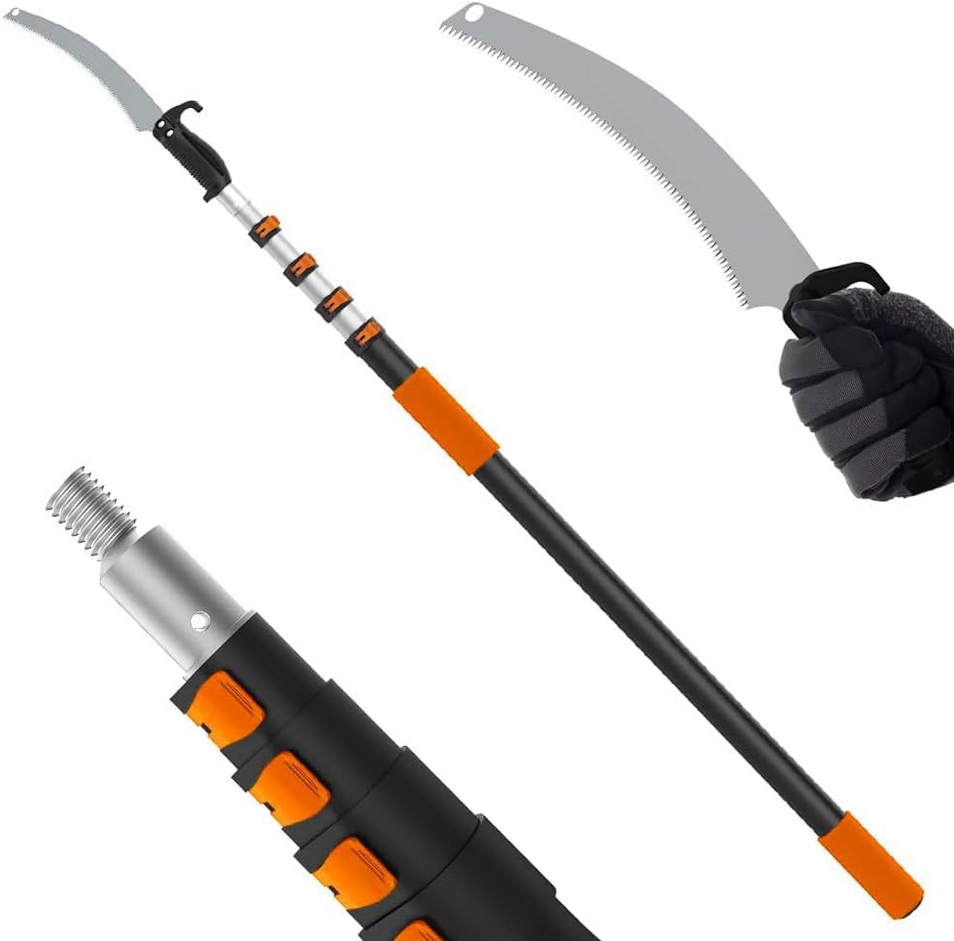 Pole Saws for Tree Trimming 12FT Long Telescoping Extension Pole Pruning Saw Tree Pruner Extendable Manual Pole Saw for Yard Garden and Patios Trees Branches Cutting