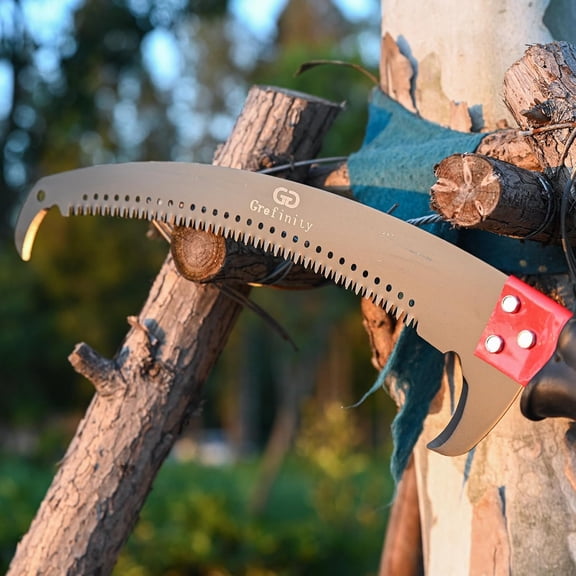 Pole Saws for Tree Trimming, 27 FT Manual tree purner with 8-Section Fiberglass Handle, steel Blade, Easy to Carry and Lightweight Extendable Design for Tree Maintenance, Green