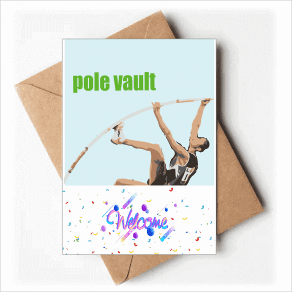 Pole Vault Field Events Art Deco Fashion Welcome Back Greeting Cards Envelopes Blank