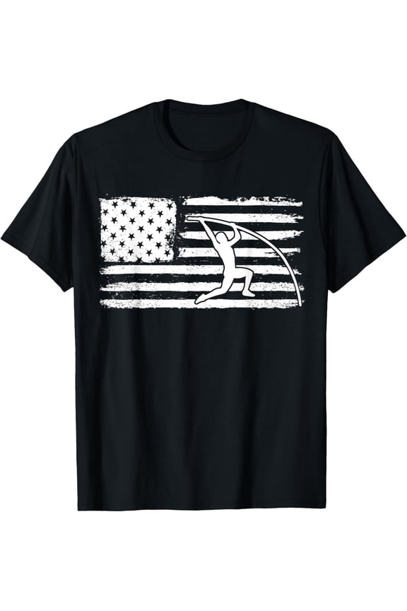 Pole Vaulter USA Flag Patriotic Pole Vaulting Pole Vault T-Shirt