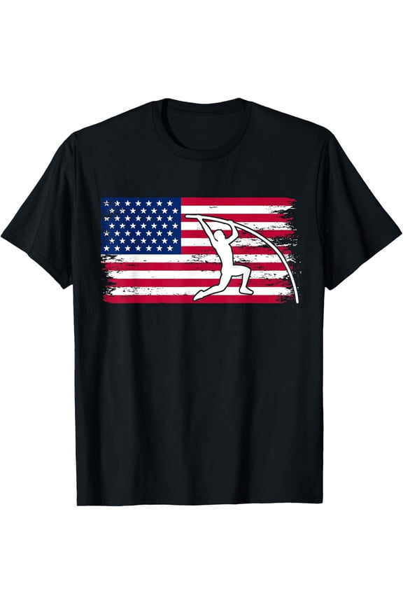 Pole Vaulter USA Flag Patriotic Pole Vaulting Pole Vault T-Shirt