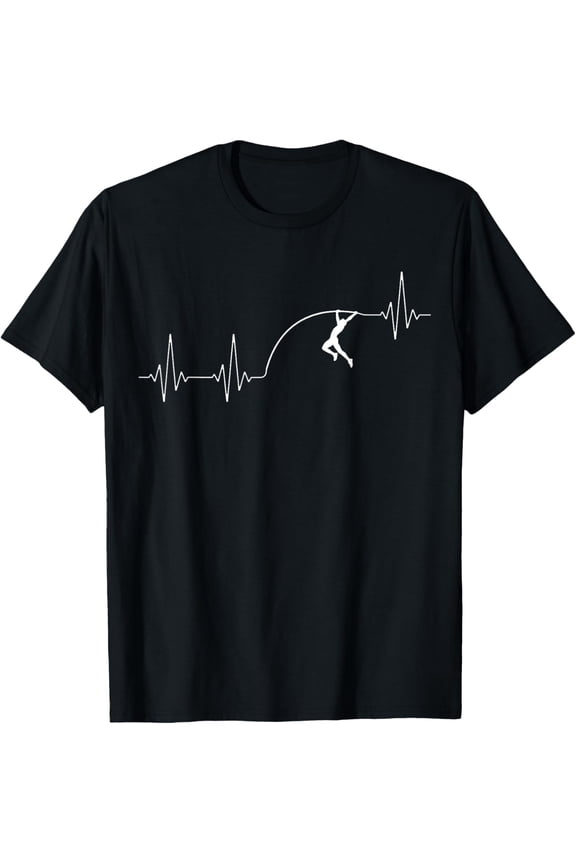 Pole Vaulting Men Heartbeat Pole Vaulter Boy Pole Vault T-Shirt