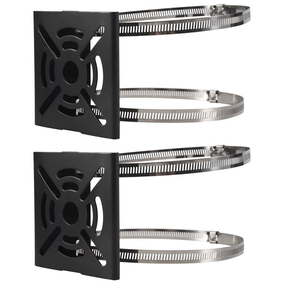 Pole Wall Mount Brackets 2-Pack for CCTV Cameras, 4x 200mm Hoops, Black Steel