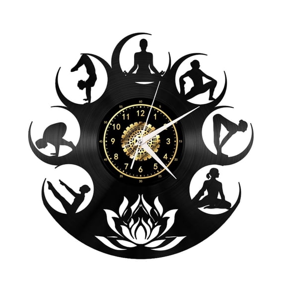 Pole dance Yoga Vinyl Record Wall Clock Gifts for Holiday ,Handmade 12Black Wall Clock Unique Gifts