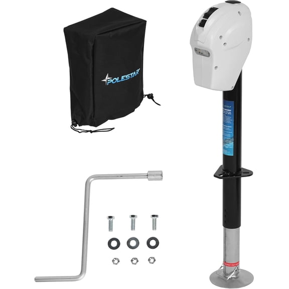 PoleStar 5000LB Electric Power A- Frame Trailer Jack with Waterproof Cover for Trailer Camper, RV, 12V DC with Hard Wiring for Travel Trailer Camper,RV, White