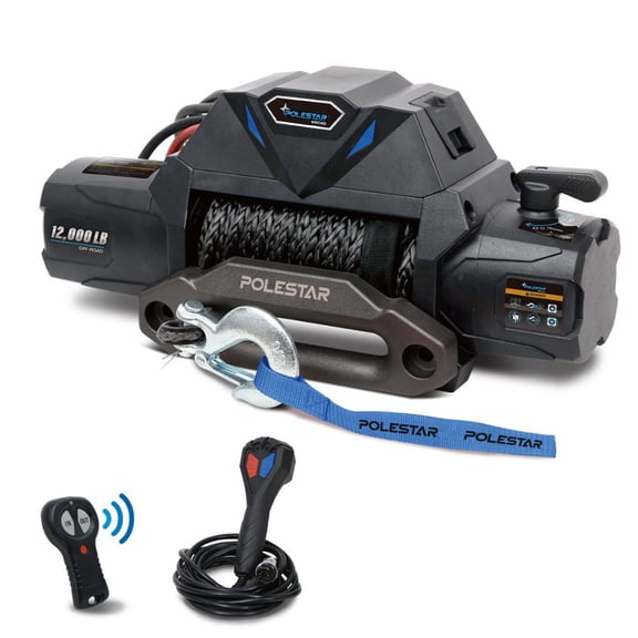 Polestar 12,000 lbs Electric Winch with Non-Integrated Synthetic Rope, Powerful 12V DC Motor Heavy-Duty Waterproof Truck Winch for ATVs UTVs Trucks and and Utility Applications