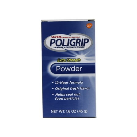 PoliGrip Super Denture Adhesive Powder, Extra Strength, 1.6 oz (45 g)