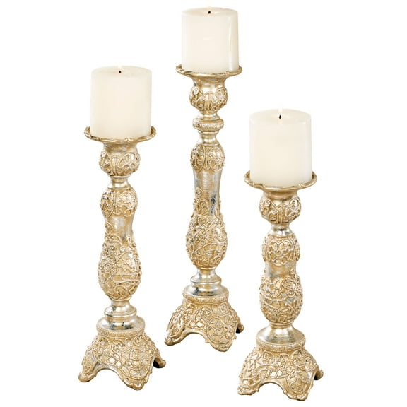 Polianna Candleholders Silver Set of Three Silver Set of 3