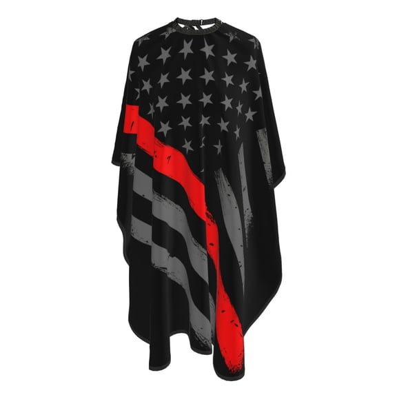 Polica Bandera Americana Azul Delgada Lnea Salon Barber Cape - Professional Hairdressing Waterproof Hair Cutting Cape With Adjustable Snap Closure-Haircut Apron-55''X66''
