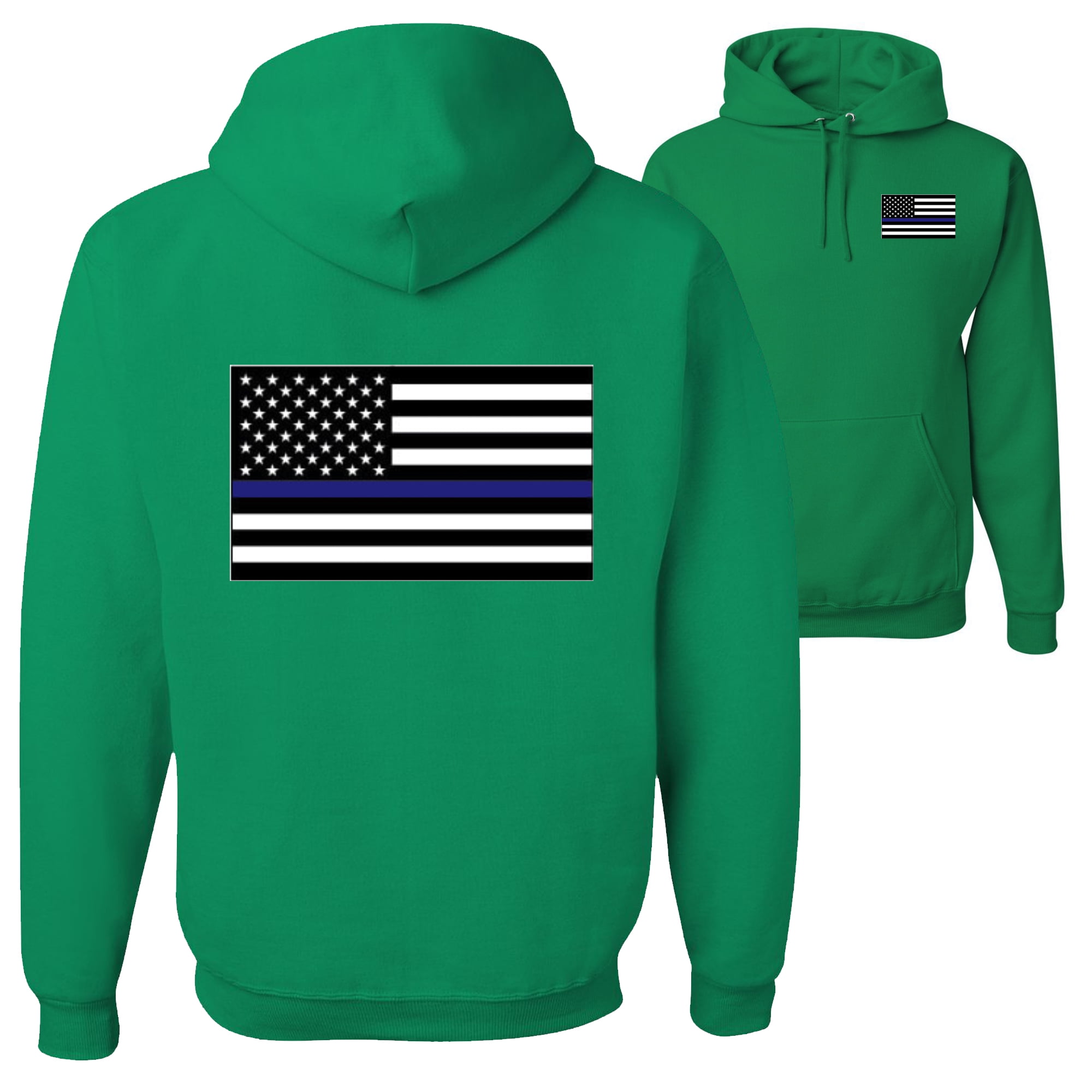 Police American Flag USA FRONT AND BACK Mens Hoodies, Light Pink, Small 