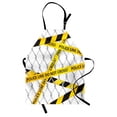 thumbnail image 1 of Police Apron Police Line Do Not Pass Crime Scene Investigation Bands on a Wire Cloth Prinit, Unisex Kitchen Bib Apron with Adjustable Neck for Cooking Baking Gardening, Yellow and Black, by Ambesonne, 1 of 3