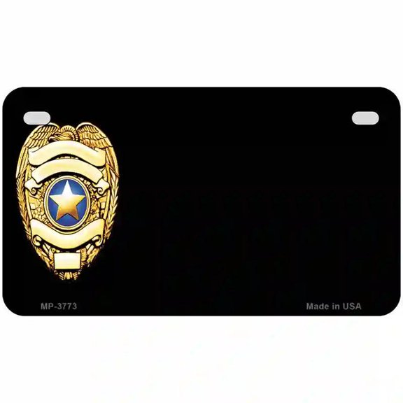 Police Badge Offset Metal Novelty License Plate 7" x 4" Motorcycle (MP)