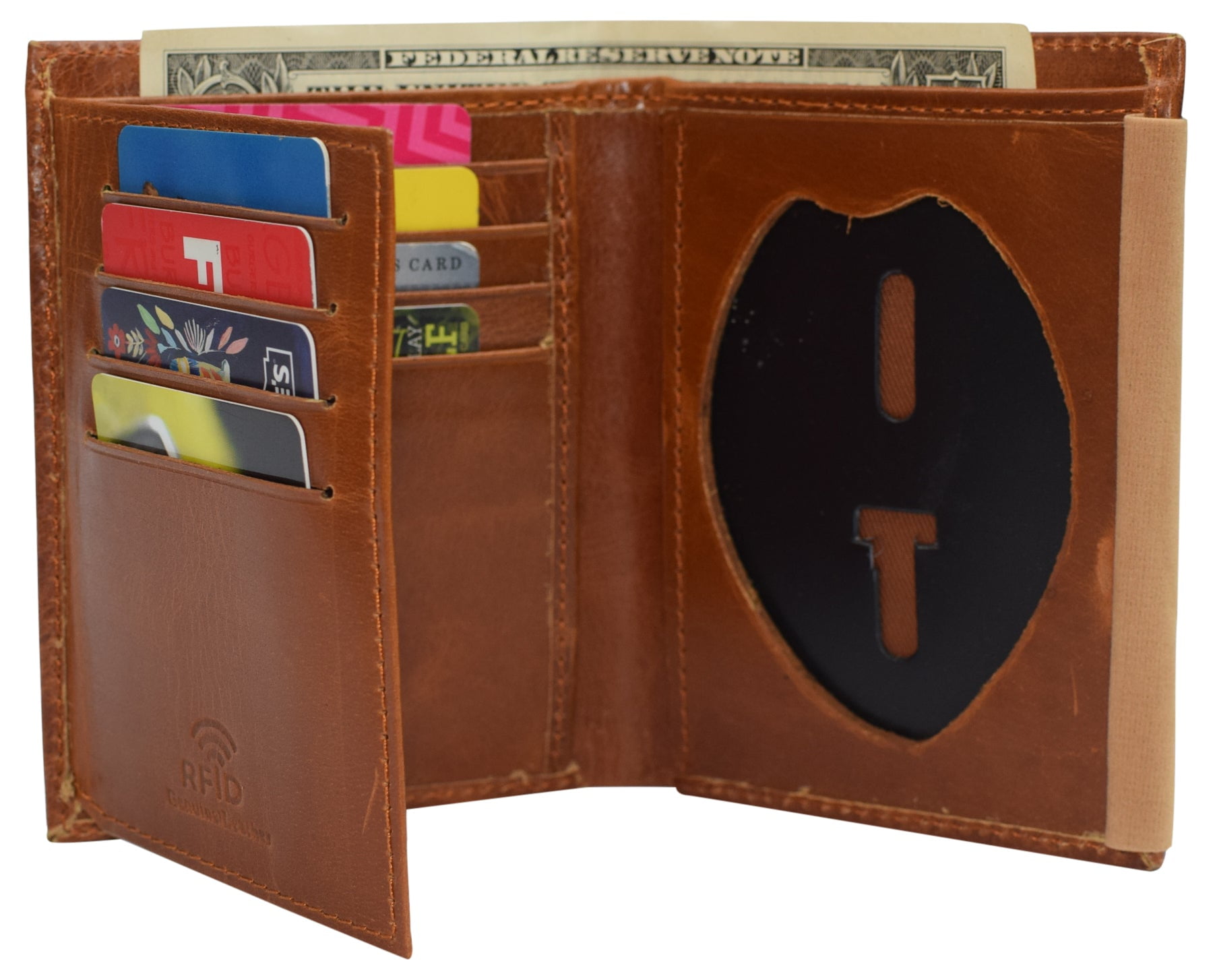 RFID Protected Luxury Leather Money Clip Wallet For Men With Card Holders, ID Slot, Currency Clip and Currency Slot - Tan