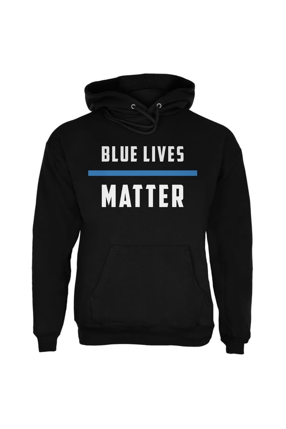 Police Blue Lives Matter Thin Blue Line Black Adult Hoodie - X-Large
