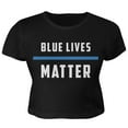 thumbnail image 1 of Police Blue Lives Matter Thin Blue Line Juniors Crop Top T-Shirt Black LG, 1 of 1