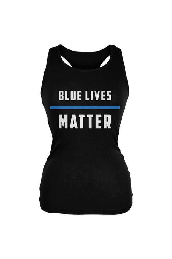 Police Blue Lives Matter Thin Blue Line Juniors Soft Tank Top Black 2XL