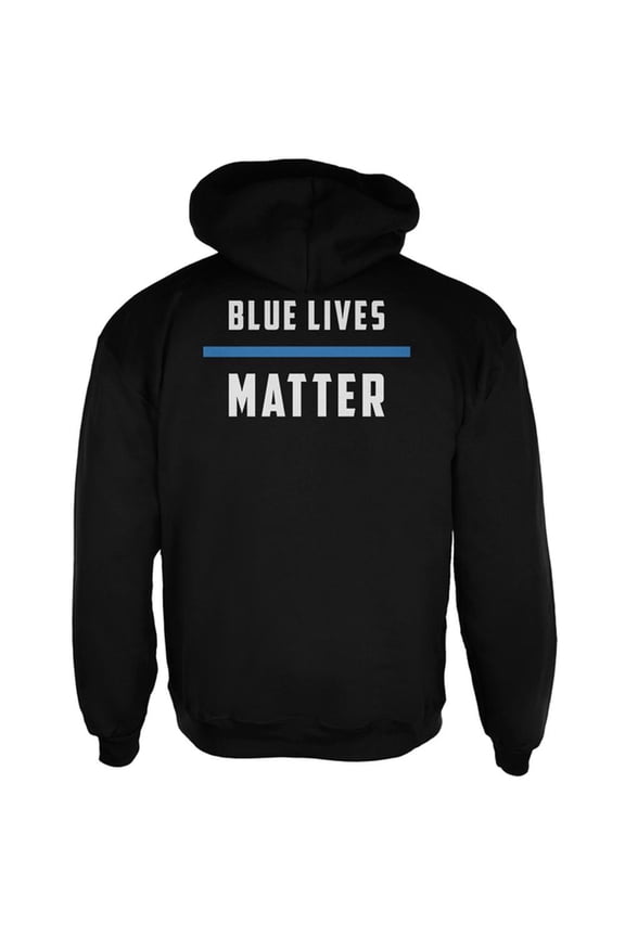 Police Blue Lives Matter Thin Blue Line Mens Full Zip Hoodie Black SM