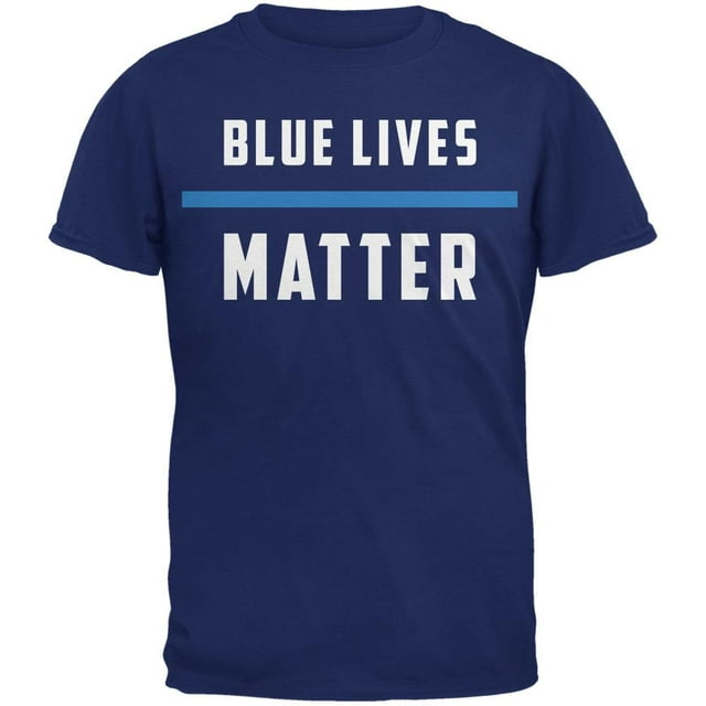 Police Blue Lives Matter Thin Blue Line Metro Blue Adult T-Shirt - X-Large