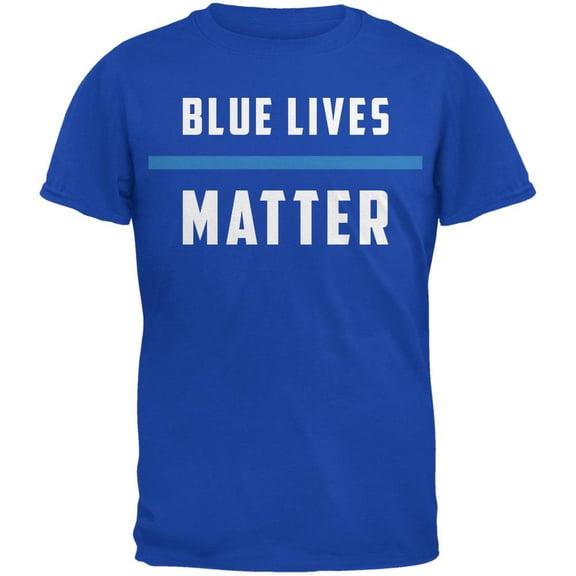 Police Blue Lives Matter Thin Blue Line Royal Adult T-Shirt - Large