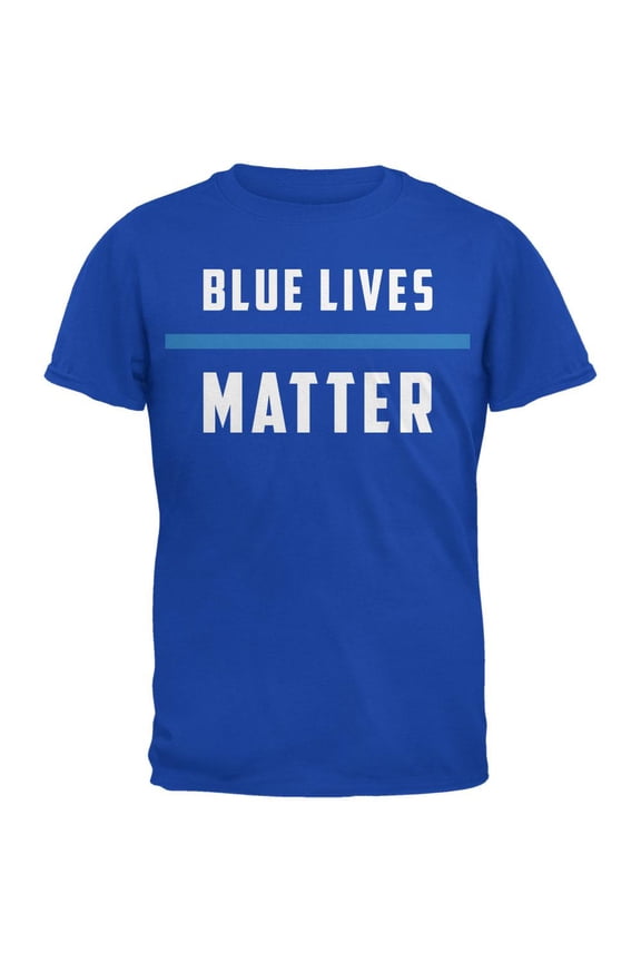 Police Blue Lives Matter Thin Blue Line Royal Adult T-Shirt - Medium