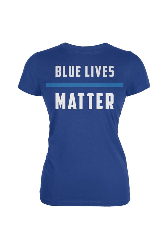 Police Blue Lives Matter Thin Blue Line Royal Juniors Soft T-Shirt - Large