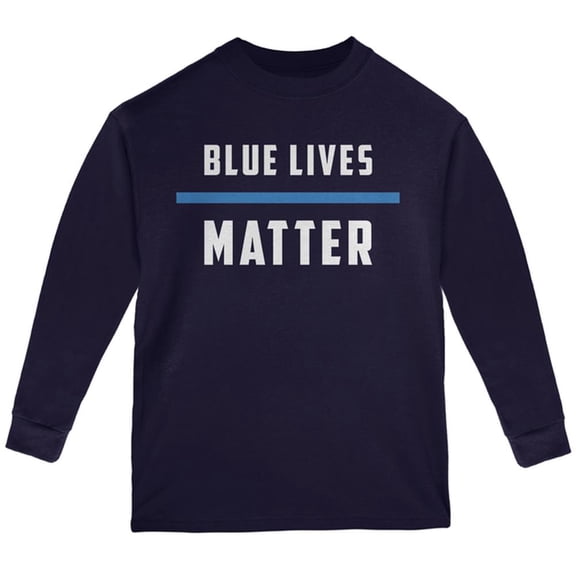 Police Blue Lives Matter Thin Blue Line Youth Long Sleeve T Shirt Navy YSM
