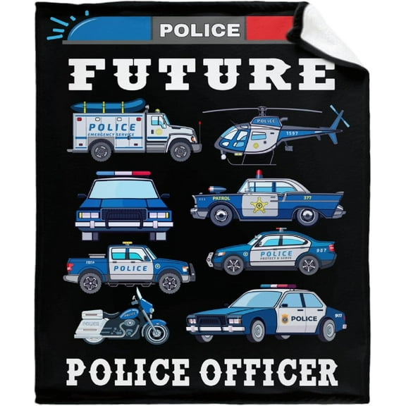 Police Car Blanket for Boys Girls Teens Soft Fleece Police Blanket for Police Officer Cartoon Police Car Throw Blanket for Couch Bed Sofa Decor Birthday Police Gifts 40"x50"-S